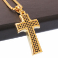 Fashion Brass Charms Cross Pendants Necklace With Zircon Micro Inlay